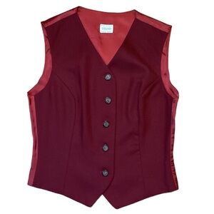 United colors  burgundy red vest wool made in Italy button down top clueless